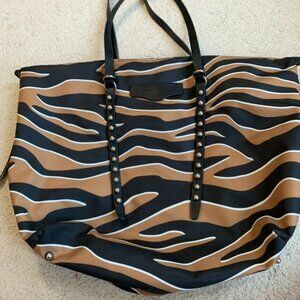 Rebecca Minkoff Bowie nylon tote zebra stripes